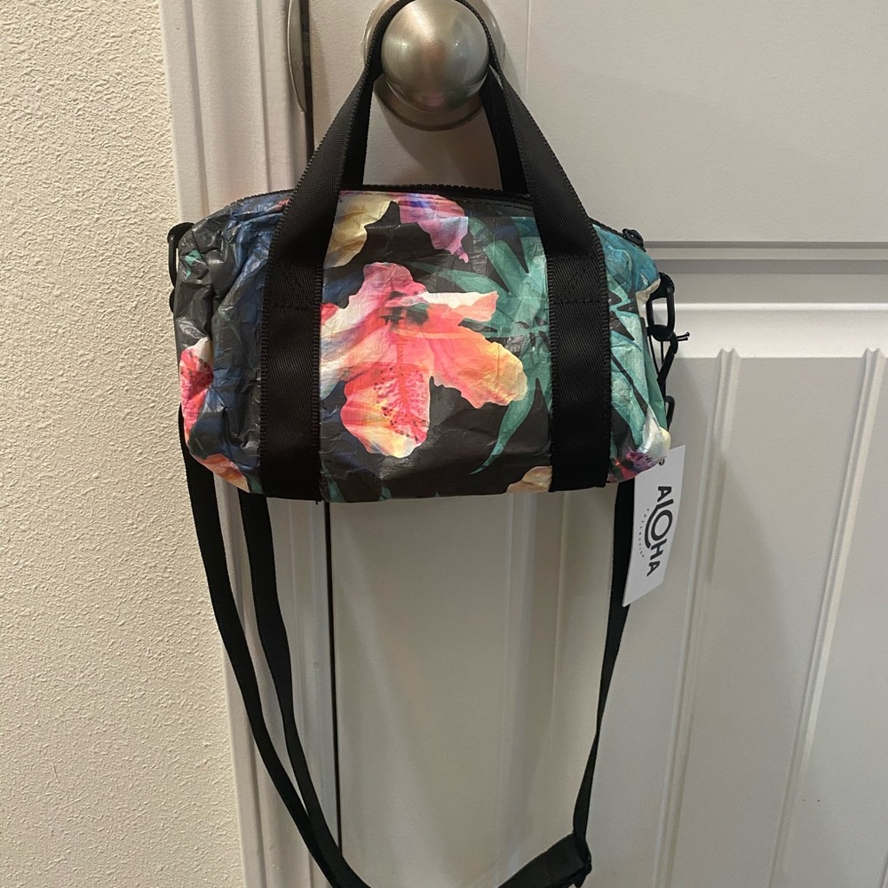 ALOHA Collection Floral Crossbody Bag - Black and Multicolor